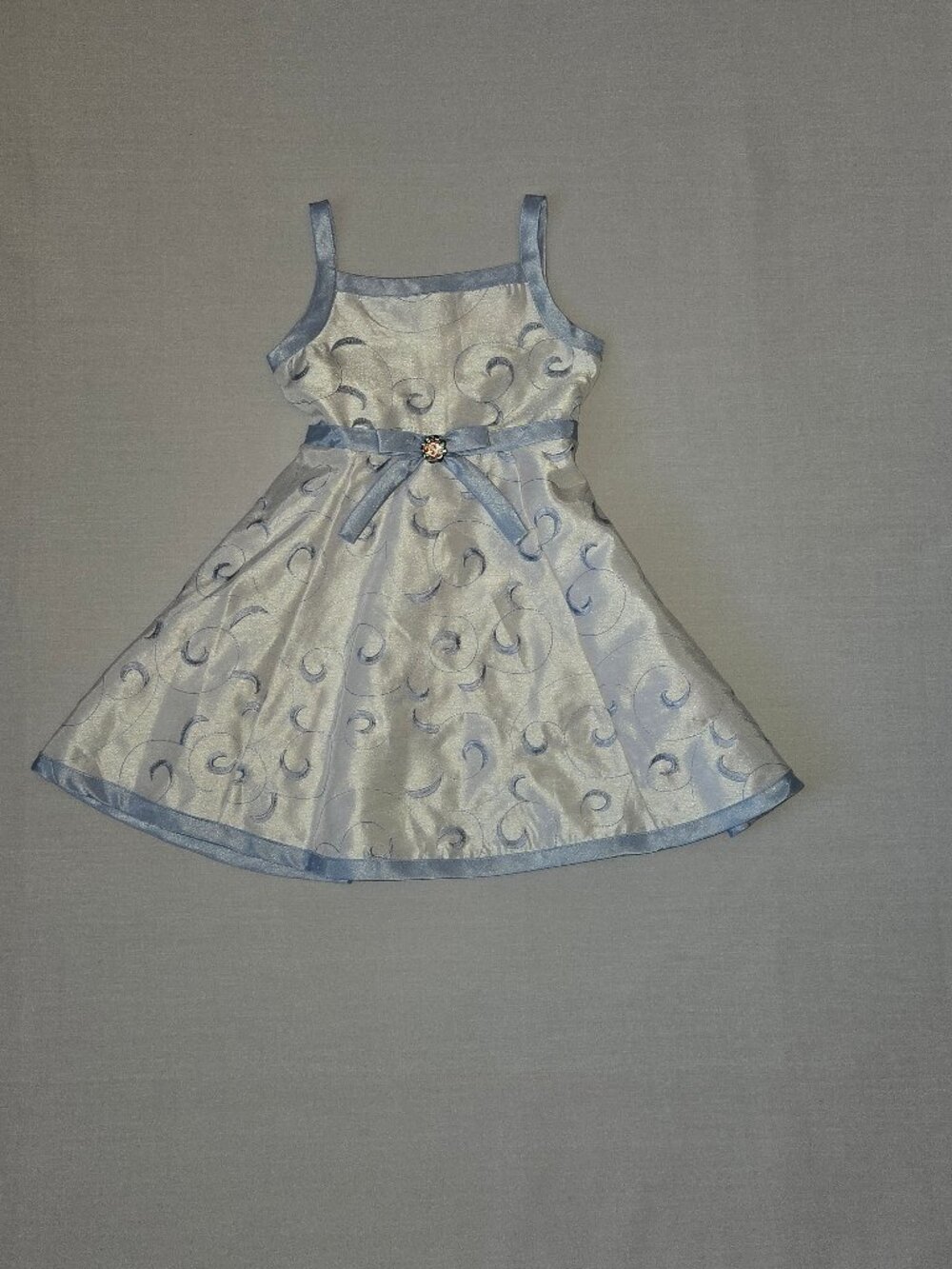 NWOT Baby Blue White Strap Dress 2T Summer Party Church Floral